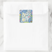 EENVOUDIGERE EGG-VRIJ, SPRING HARE RABBIT STICKER- VIERKANTE STICKER (Tas)