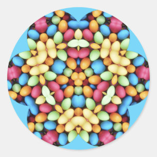 EENVOUDIGERE EIEREN MULTICOLOED ~ RONDE STICKER