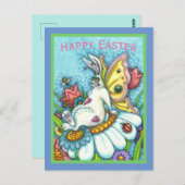 EENVOUDIGERE FLUTTERBUN RABBIT, FUNNY BUNNY FAIRY BRIEFKAART (Voorkant / Achterkant)