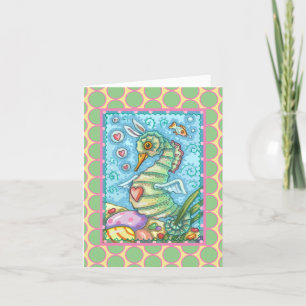 EENVOUDIGERE KANTASIE SEAHORSE RABBIT WENSKAART Ve Feestdagen Kaart