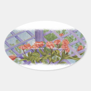 EENVOUDIGERE ORANJE TULIPS BEHOUDEN ... OVALE STICKER