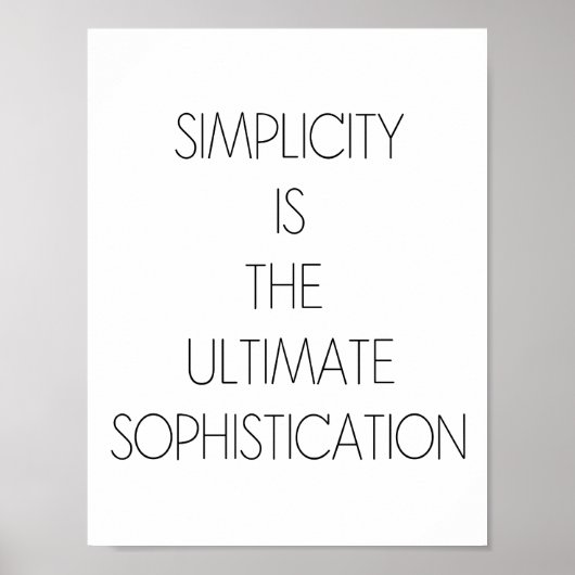 EENVOUDIGHEID IS DE ULTIEME SOFISTICATIE POSTER (Voorkant)