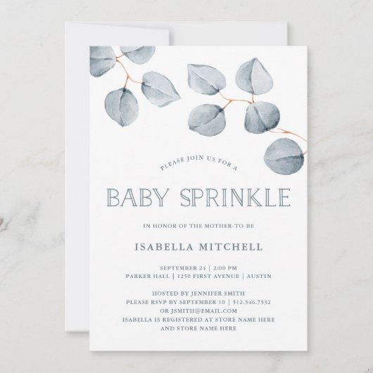 Eenvoudigheid van eucalyptus | Baby Sprinkle Kaart (Voorkant)