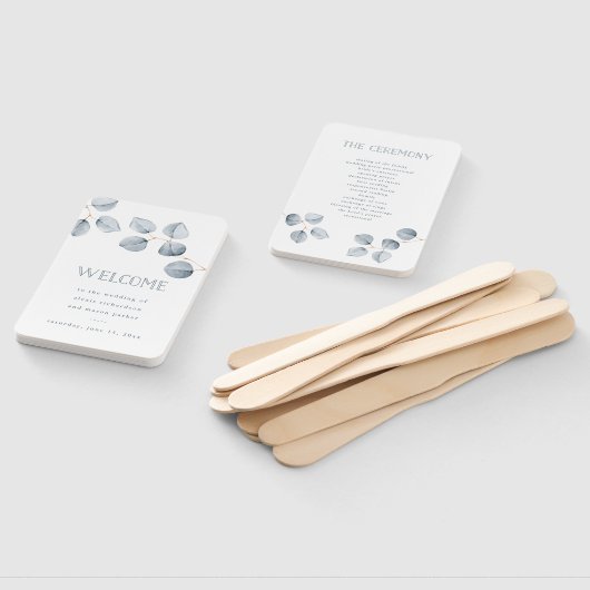 Eenvoudigheid van eucalyptus | Welkom bruiloft Handwaaier (Niet-gemonteerd)