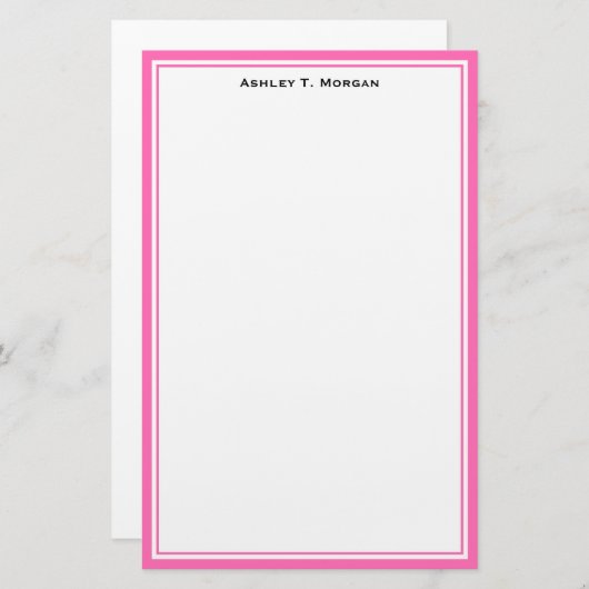 Eenvoudigheids DIY Lijst Wit, warm roze Briefpapier (Voorkant / Achterkant)