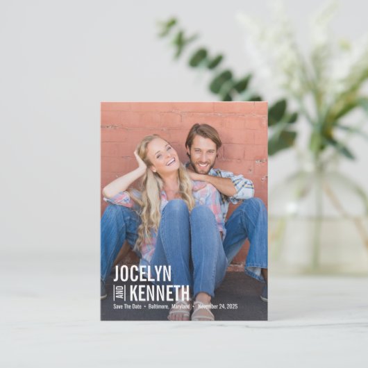 Eenvoudigheids EDITABLE KLEUR sparen de Datum Briefkaart (Staand voorkant)