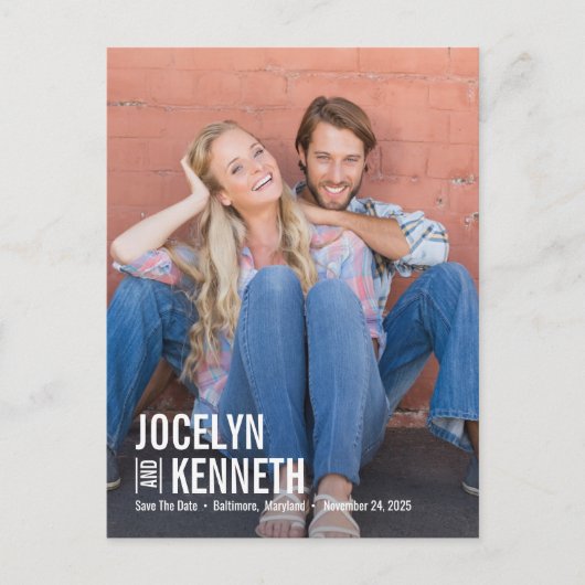 Eenvoudigheids EDITABLE KLEUR sparen de Datum Briefkaart (Voorkant)