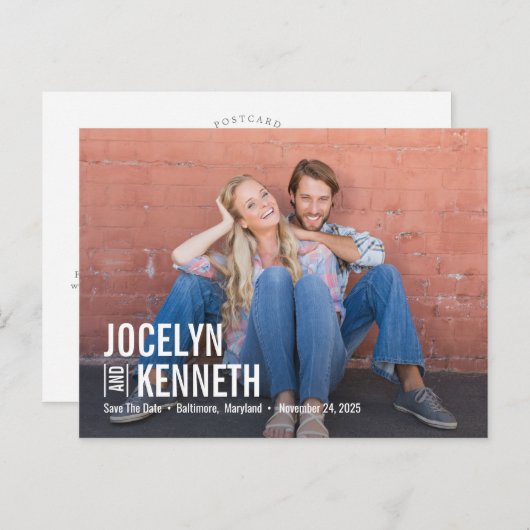 Eenvoudigheids EDITABLE KLEUR sparen de Datum Briefkaart (Voorkant / Achterkant)