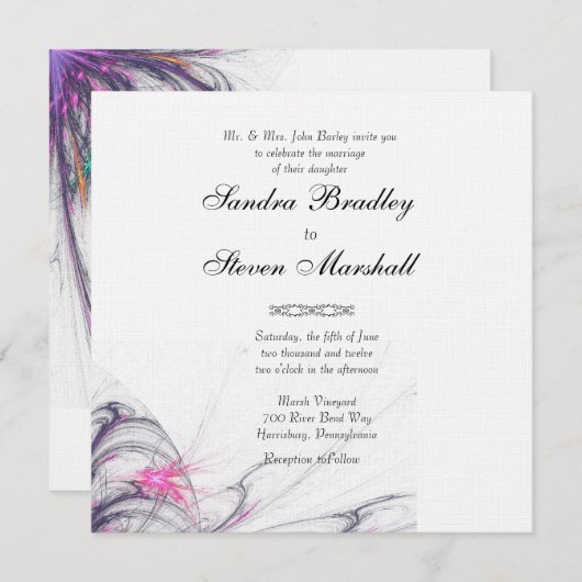 Eenvoudigheidsuitnodigingen voor het zomerhuwelijk kaart (Voorkant / Achterkant)