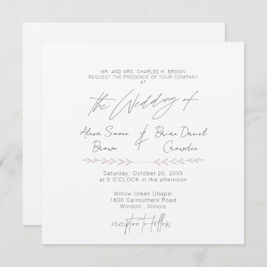 Eenvoudigste Moderne Uitnodiging (Voorkant / Achterkant)