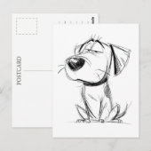 Eenvoudigste tekening. Grappige hond. Briefkaart (Voorkant / Achterkant)