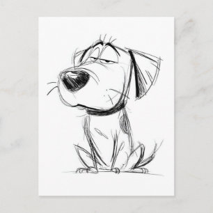 Eenvoudigste tekening. Grappige hond. Briefkaart