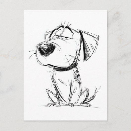 Eenvoudigste tekening. Grappige hond. Briefkaart (Voorkant)