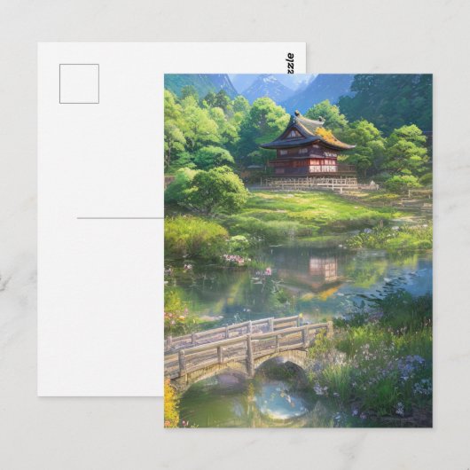 Eenzaam huis aan de rivier briefkaart (Voorkant / Achterkant)