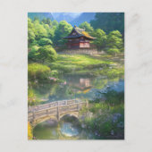 Eenzaam huis aan de rivier briefkaart (Voorkant)