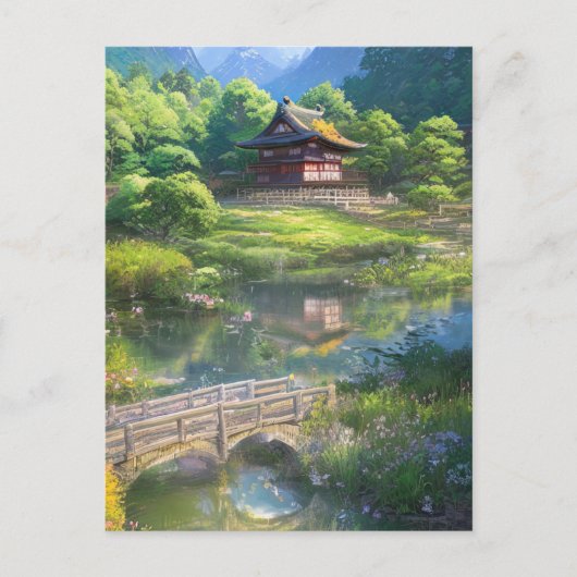 Eenzaam huis aan de rivier briefkaart (Voorkant)