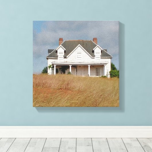 Eenzaam thuis in het veld canvas afdruk (Insitu (Houten vloer))