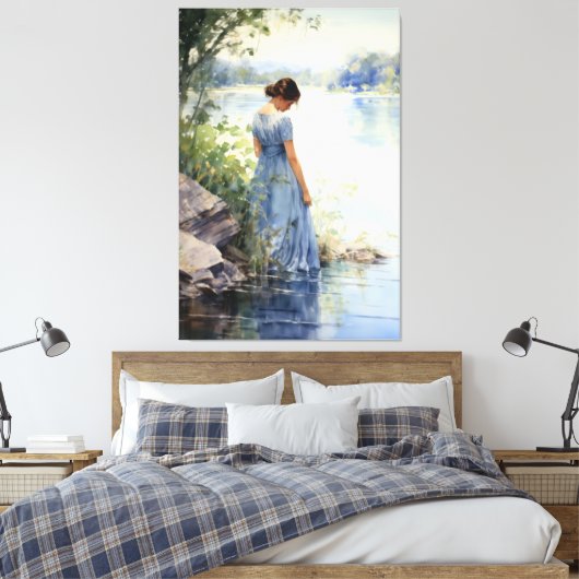 eenzaamheid aan het meer canvas afdruk (Insitu (Slaapkamer))