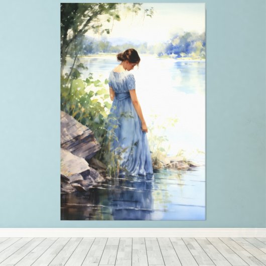 eenzaamheid aan het meer canvas afdruk (Insitu (Houten vloer))