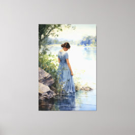 eenzaamheid aan het meer canvas afdruk