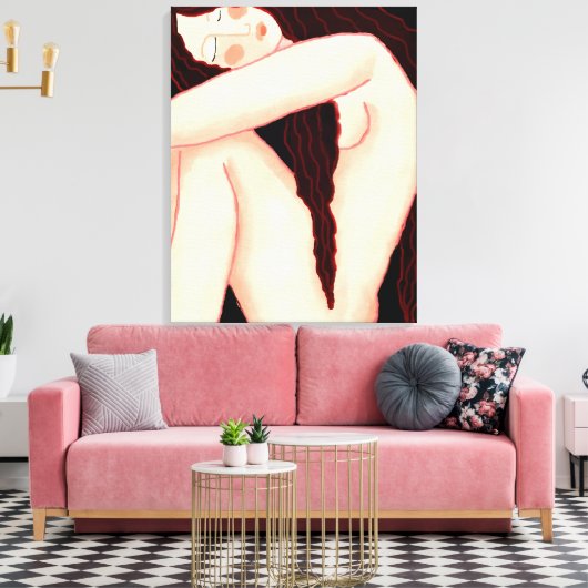 Eenzaamheid Abstract digitaal portret van een vrou Canvas Afdruk (Insitu (Woonkamer))