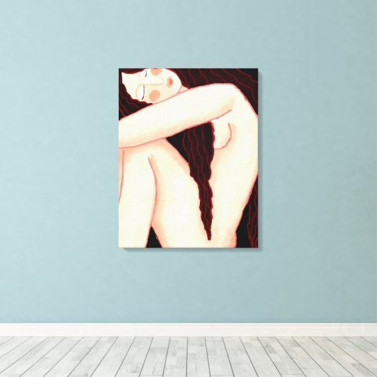 Eenzaamheid Abstract digitaal portret van een vrou Canvas Afdruk (Insitu (Houten vloer))