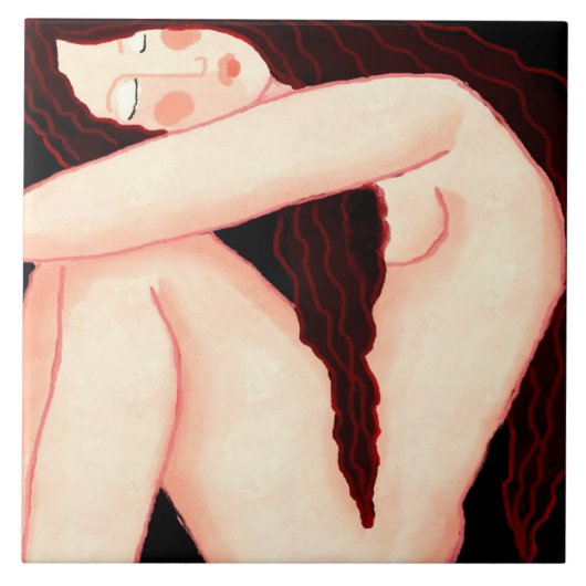 Eenzaamheid Abstract digitaal portret van een vrou Tegeltje (Voorkant)