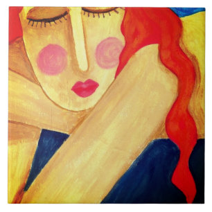 Eenzaamheid Abstract Portret van een Vrouw Tegeltje