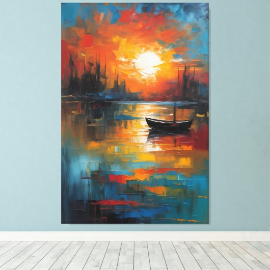 Eenzaamheid bij schemering: de laatste boot canvas afdruk (Insitu (Houten vloer))