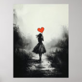 eenzaamheid - Meisje met een hartballon Poster (Voorkant)