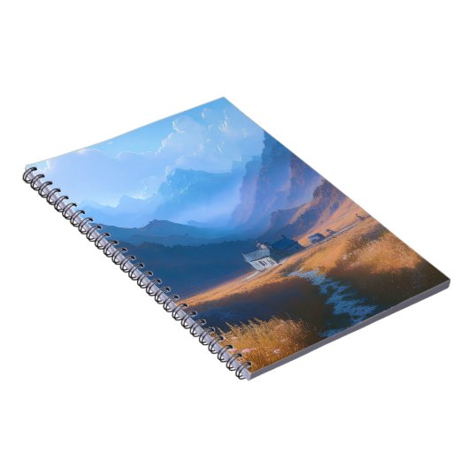 Eenzaamheid op de heuvel, huis in de bergen notitieboek (Rechterzijde)