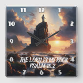 Eenzaamheid op het Zee DE HEER IS MIJN ROTS Vierkante Klok (Voorkant)