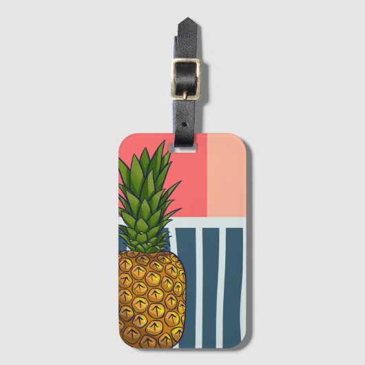 'Eenzame ananas' | kleurrijk Bagagelabel (Voorkant (verticaal))