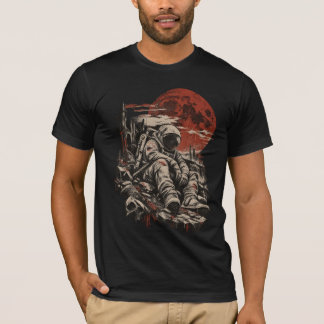 Eenzame astronaut rode maan donkere grunge shirt