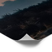 Eenzame Boom bij Zonsondergang Poster (Hoek)