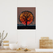 Eenzame Boom bij Zonsondergang Poster (Keuken)