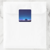 Eenzame boom silhouet onder sterrenhemel vierkante sticker (Tas)
