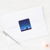 Eenzame boom silhouet onder sterrenhemel vierkante sticker (Envelop)