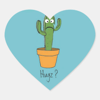 Eenzame Cactus heeft een knuffel Flirty Cartoon no Hart Sticker