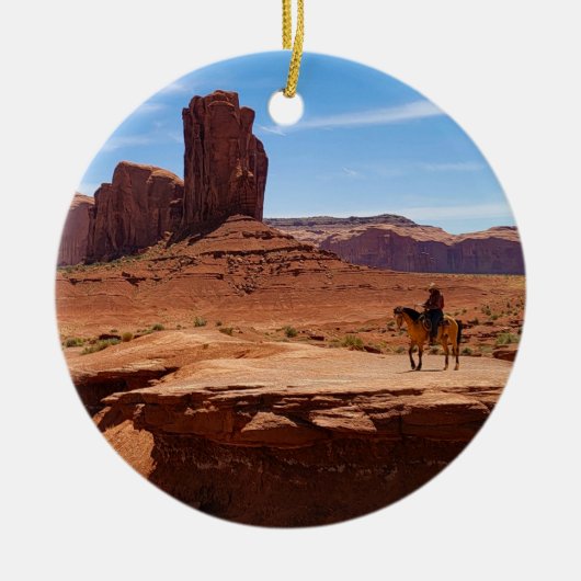 Eenzame Cowboy Versiering Keramisch Ornament (Voorkant)