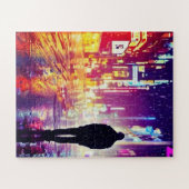 Eenzame cyberpunk in de regenpuzzel legpuzzel (Horizontaal)