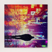Eenzame cyberpunk in de regenpuzzel legpuzzel (Horizontaal)