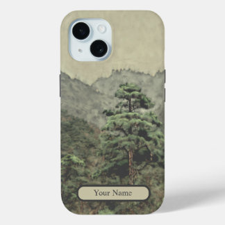 Eenzame dennen Waterverf Landscape iPhone 15 Case