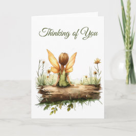 Eenzame fee Zittend op een Log Kaart