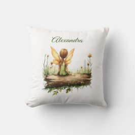 Eenzame fee Zittend op een Log Kussen