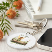 Eenzame fee Zittend op een Log Sleutelhanger (Voorkant Rechts)