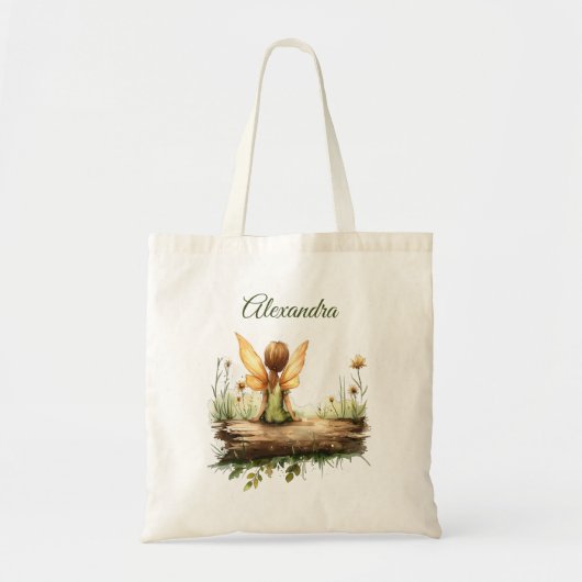 Eenzame fee Zittend op een Log Tote Bag (Voorkant)
