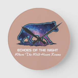 Eenzame Galaxy Wolf Silhouet - Echoes (GEEN NUMMER Ronde Klok