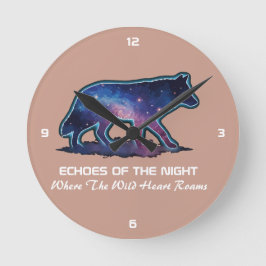 Eenzame Galaxy Wolf Silhouet (Echos van de nacht)- Ronde Klok