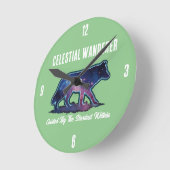 Eenzame Galaxy Wolf Silhouet - Ronde Klok (Hoek)